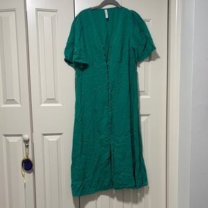 Green Button-Down midi Dress